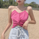 Women Camis Top Suspender Vest Sexy Pink Black White Slim Party Beach Vest Short Crop