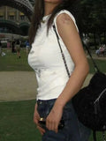 English Print sleeveless Bandeau Top-Outfit