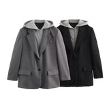New Style Hooded Splicing Fashionable Suit Jacket