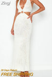 Sexy Cut Out Maxi Dress Sleeveless Hollow Out Bodycon Dresses Halter Neck Backless Slim Fit Night Party Beach