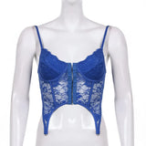 SUCHCUTE Gothic Bandage Women Tank Tops Vintage Lace Patchwork Female Crop Top Streetwear Backless Party Outfits 2022