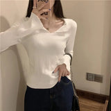 Zingj Waxy Polo Neckline Sweater Slim And Slim Vintage Sweater Women Wear A Bottomed Blouse With Long Sleeves In Early