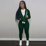 Women 2 Piece Set Solid Long Sleeve Zipper Fly Hooded Coat High Waist Jogging Pant Matching Set 2022 Autumn Sweat