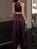 Satin Midi Dresses for Women 2023 New Summer French Fold Hollow Out Elegant Prom Fashion Slim Casual Female Clothes