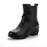 Zingj Autumn New Low-Heeled Crocodile Martin Boots Korean Version Leisure Fashion Leather Boots Warm And Comfortable Cotton