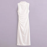 Spring Style Wrinkle Decorated Midi Dress