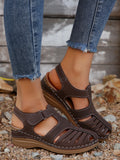 Zingj Rome Pedal One Foot Fashion High Slope Heel Breathable Slope Heel Velcro Outdoor Wedge Sandals Slippers