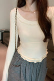 U-Collar Long-Sleeved T-Shirt Women's New Autumn Design Style Underneath A Slim And Slim