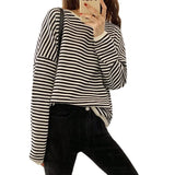 Version Hoodie Women's Spring And Autumn Thin Style 2023 Spring New Striped Oversize Loose Long-Sleeved Women's