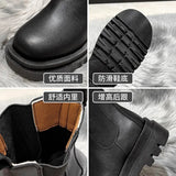 Zingj Boots Female Fall 2023 New British Wind Boots Thick Cheesier Short Boots Ins Damp Cigarette Boots- Outfit