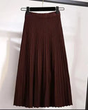 Zingj And Winter College Style High Waist Pleated Knitted Skirt Medium-Long Style Full-Length Bag Buttocks Korean Version Show Thin And Large A-Shaped