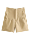 Women Basic Suit Shorts OL Lady Spring Summer New Trendy Pants High Waist Street Style