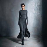 New Women's Dress Solid Color Sexy Beads Open Skirt Belt One-Shoulder Evening Dress Night Dress Night