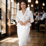 Jacket Dress Waist Lotus Leaf Edge Long High-End Ol Commuter Airfield Autumn Dress Two-Piece Set
