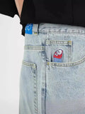 Boy Jeans Y2K Hip-Hop Cartoon Embroidery Retro Blue Loose Gothic Wide-Legged