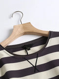 Women High Quality Striped Print Sweatshirts Long Sleeve O Neck Loose Pullovers Female