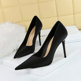 Zingj Korean Version Of Fashion Simple Pedicure Show Thin Ultra High Heel Shallow Pointed Heels Women's Single