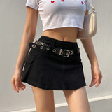 Korean Fashion Solid Cargo Denim Skirt Casual Zipper Hot Party High Waist Skirt Summer Line Sexy Mini Skirts