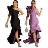 Ruffles Black Sexy Bodycon Long Maxi Dresses Women 2022 Summer Sleeveless Elegant Party Evening Wrap Vestidos Club