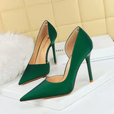Zingj Korean Version Of Fashion Simple Pedicure Show Thin Heel Ultra High Heel Shallow Mouth Tip Side Hollow Out Single Shoes Women's High