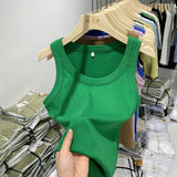 Girls Tight Anti-Smooth Threaded Vest Women's Spring And Summer Suit Slim Top Ins
