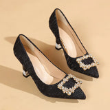 Zingj Spring Autumn New Korean Fashion High Heels Pointed Thick Heel Shallow Foot Pedal Casual Single Shoes