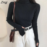 Basic Sweaters Women Slim Knitted Pullover Korean Style Long Sleeve Warm Jumper Autumn Winter Soft Knitwear Pull