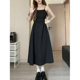 Zingj Strapless Dress Female Spring And Summer Waist A Word Small Black Dress Tea Break French Hepburn Wind Long Skirt-Outfit