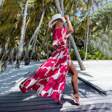 New Summer Print Dress INS Leisure Vacation Loose Medium-Sleeved Beach