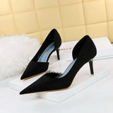Zingj Fashion Sexy Thin, High, Shallow Pointed Cloth Side Hollow Women's Single
