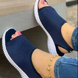 The Summer Of 2024, New Women's Shoes Are Woven In Breathable Solid Color Ladies' Sandals, Fish Mouth, Flat Heel And Beach Low-Top Women's