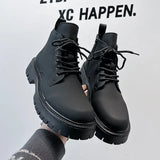 Zingj Wind Ins Black Martin Boots Male Trend Autumn And Winter Tooling Locomotive Boots Korean Version High Gang