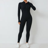 Zingj Zipper Detachable Chest Pad Long Sleeve Yoga Conjoined Suit High Intensity Fitness Exercise Conjoined Tights-Outfit
