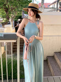 Zingj Skirt Summer 2024 New Beach Beach Holiday Halter Dress Knitted Vest Long Dress For