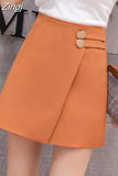 Women Solid Button Simple Summer Chiffon Lightweight Office Lady Mini Skirt All-match Slim Korean Style Fashion