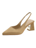 Zingj Show Thin Suede High Heel Single Shoes Female Temperament 2023 New Spring And Summer Thick Heel Simple After Empty Head
