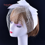 YouLaPan VA01 Double layer White Birdcage veil Brides Luxury wedding accessories Beaded Birdcage Veil, Blusher Veil,Short