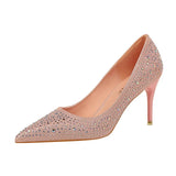 Zingj Korean Version Fashion Wedding Shoes High Heels High Heels Shallow Pointed Sexy Banquet Waterdiamond Single
