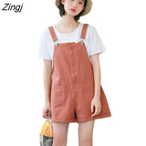Women Suspender Roll Up Hem High Waist Loose All-match Sweet Girls Chic Hot Sale 2XL Leisure Popular Korean Simple