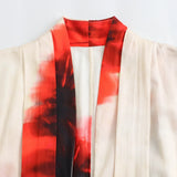 Spring Shirt-Printed Short-Sleeved Belt Dress