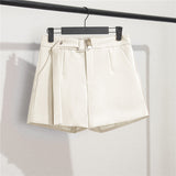 Zingj Photo Suit Shorts Female 2024 Summer New High Waist Loose Blue Five Split Pants Straight Tube Hong Kong Flavor Casual