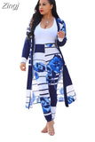 2 Piece Set Women Cardigan Long Trench Tops And Bodycon Pant Suit Casual Clothes Boho Sexy Two Piece Outfits