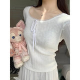 Lace Lacework Round-neck Slimming Inner Long Sleeve Top 3 ColorOutfit
