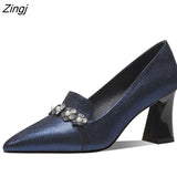 Toe Single Shoes Women Spring 2023 New Comfortable High-heeled Women's Shoes Thick Heel Small Leather Shoes Women