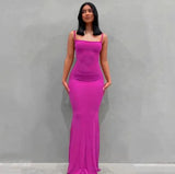 Sleeveless Bodycon Long Skims Dress Women Off The Shoulder Sexy Slim Backless Maxi Dresses Summer Vestidos Mujer