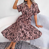 Shooting 2025 Spring And Summer Casual Loose Leopard Tice Shirt Skirt Women's