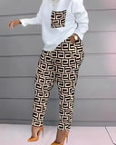 Fashionable Autumn And Winter Women's Casual Comfortable Printed Long-Sleeved Trousers