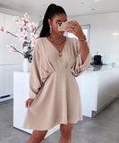 Early Autumn New V-Collar Dress Ins Casual Home Loose Multicolor Dress For