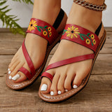 Zingj Set Toe Flat-Soled Sandals Female Large Size Family Style Elastic Belt Beach Sandals