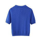 Spring Short-Sleeved Knitted Coat 6771024 Pleated Knitted Skirt